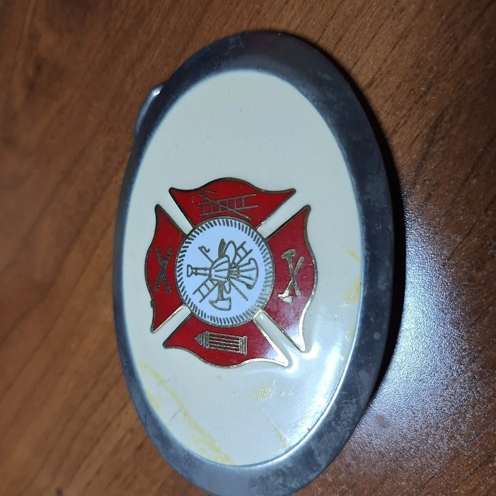 Firefighter Themed Oval Belt Buckle